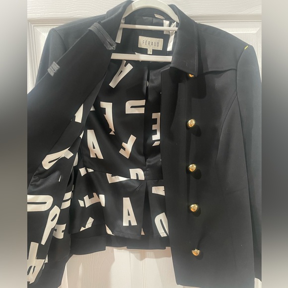 LOUIS FERAUD Paris Military style Blazer, chic Medium/Large F46/D44 Black - Picture 5 of 6